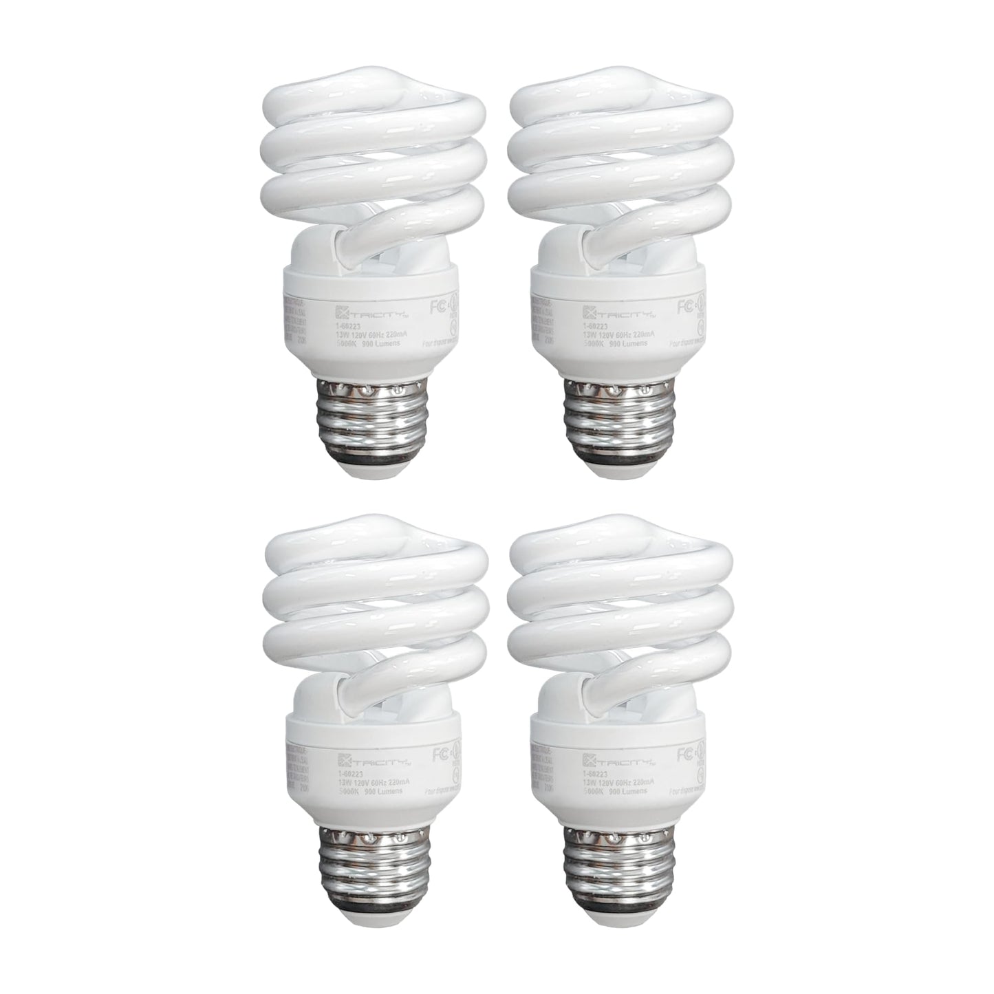 Xtricity Compact Fluorescent Light Bulb T2 Spiral, E26 Base (4 Pack)