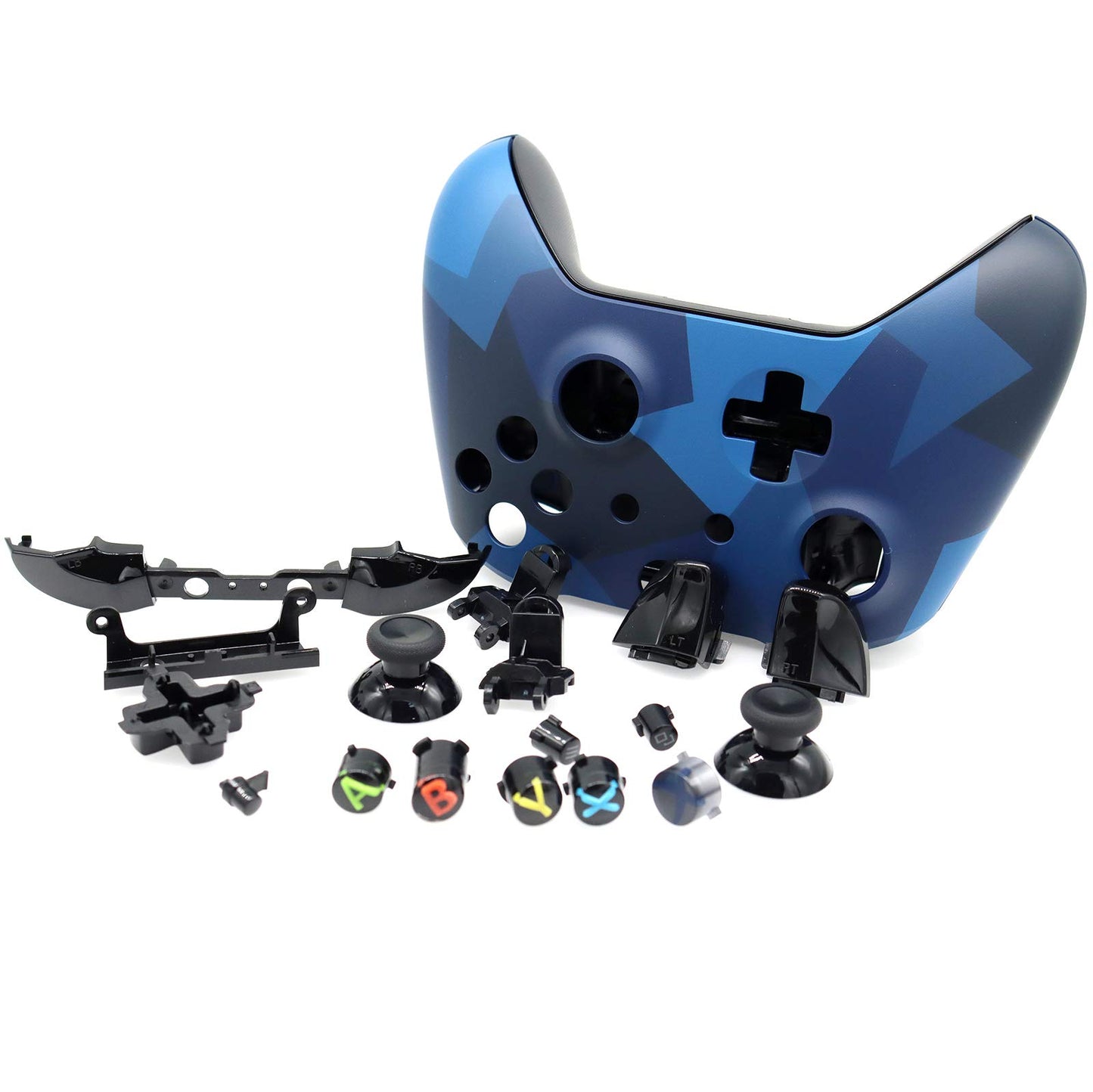 Deal4GO Full Housing Shell Custom Set Replacement with Buttons Bumpers DIY kit Replacement for XB0X One Wireless Controller Model 1708 (Blue)
