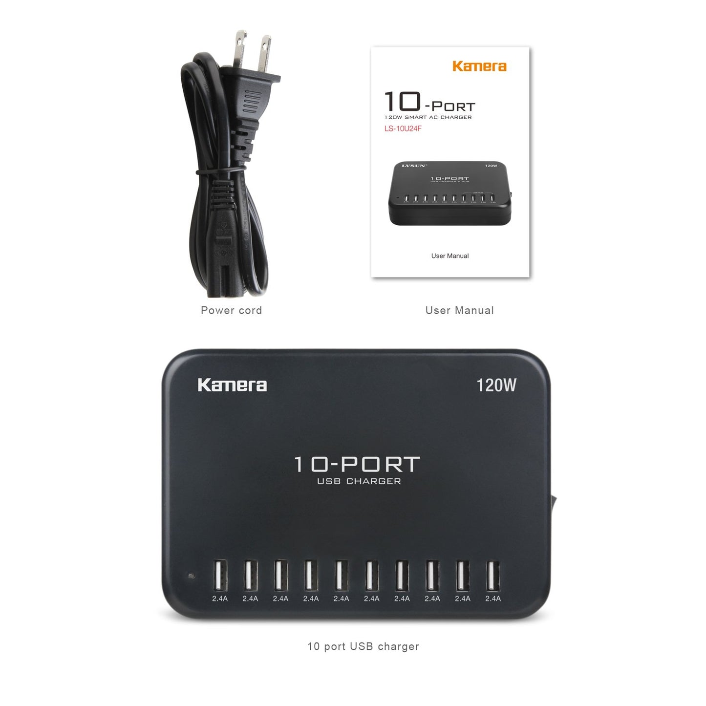 USB Charger 10-Port 120W, Multi-Port USB Charging Hub 24A Desktop Power Station for iPhone X/8/7/6S/6 Plus/5S, Ipad Pro/Air2/ Mini, Galaxy S9/S8/S6