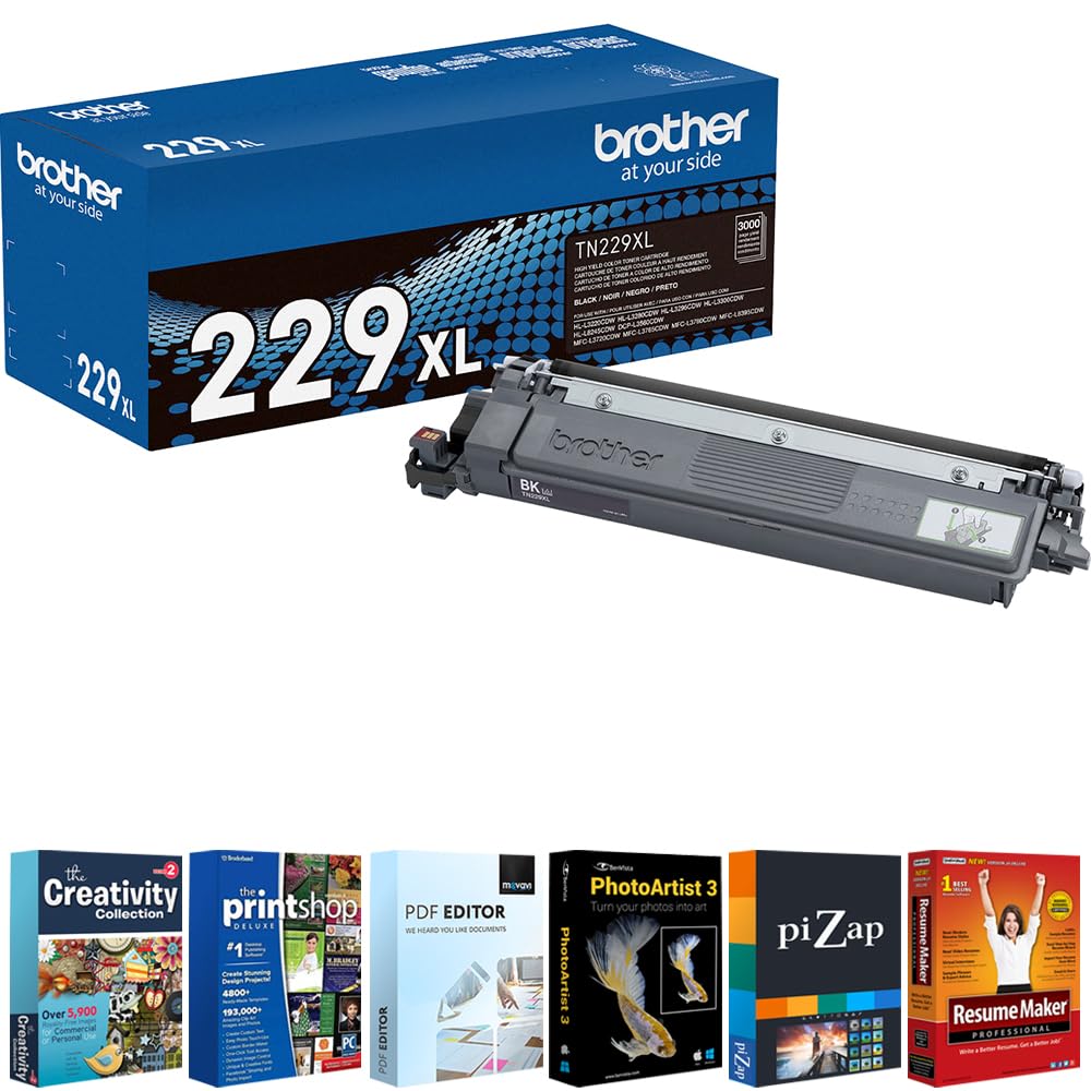 Brother Toner Authorized Seller TN229XLBK with Printer Essentials Digital Download Card