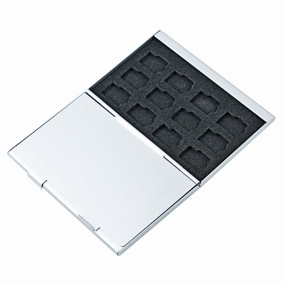 Foto&Tech Silver Aluminum Memory Card Carrying Case 24 Slots Compatible with Micro SDHC Card Lexar SanDIsk Kingston Sony Samsung