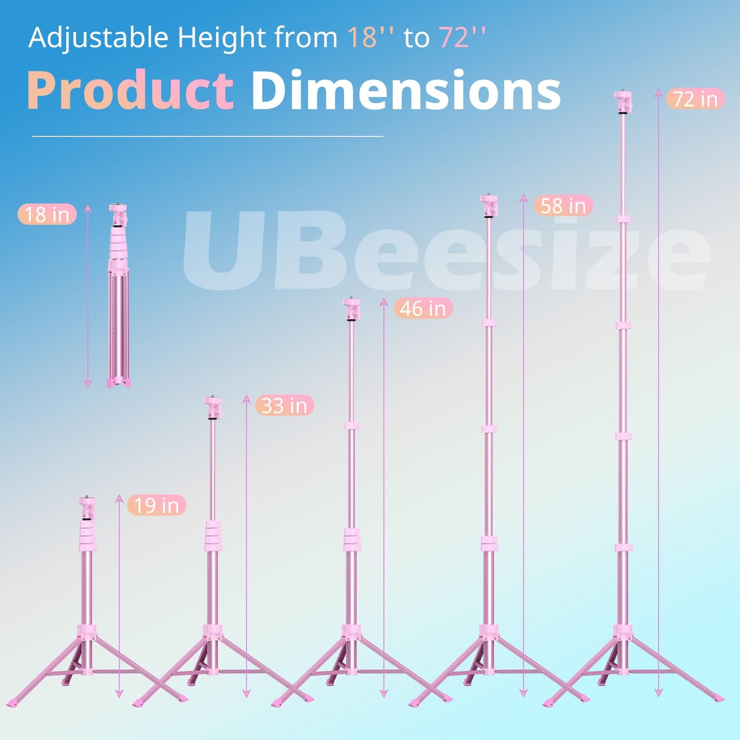 UBeesize 72" Phone Tripod & Selfie Stick, Camera Tripods Stand with Wireless Remote and Phone Holder,Compatible with iPhone Android Phone, Perfect