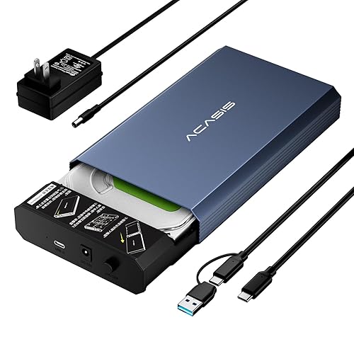 ACASIS 6Gbps Hard Drive Enclosure for 3.5/2.5 Inch SATA SSD HDD Aluminum USB C HDD Enclosure Up to 30TB, 3.5 Hard Drive Enclosure Compatible