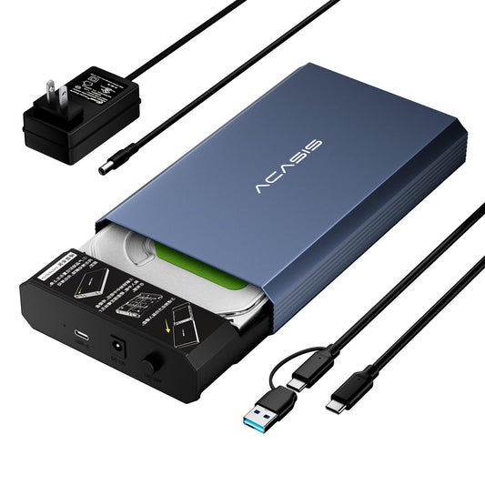 ACASIS 6Gbps Hard Drive Enclosure for 3.5/2.5 Inch SATA SSD HDD Aluminum USB C HDD Enclosure Up to 30TB, 3.5 Hard Drive Enclosure Compatible