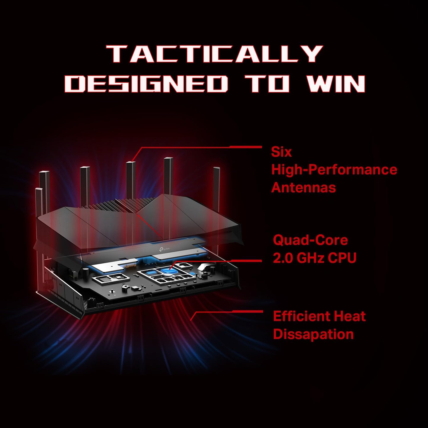 TP-Link Dual-Band BE6500 WiFi 7 Gaming Router Archer GE400 | 6-Stream 6.5 Gbps | 2 x 2.5G + 3 x 1G | Game Acceleration, Dedicated Gaming Port & Panel