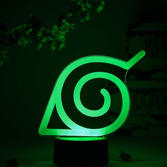 Otaku Lamps Konoha Leaf Naruto - Anime Night Light, 16 Color RGB LED - Gift for Otaku