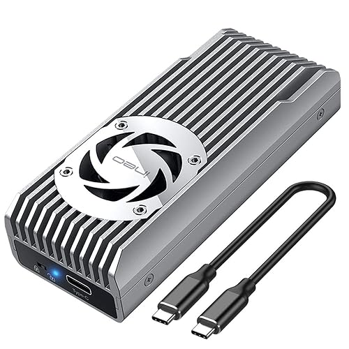 ineo M.2 NVMe 20G USB 3.2 Gen 2x2 Type-C to NVMe PCIe M-Key SSD Enclosure with Built-in Cooling Fan [C2598-NVMe, 20Gbps]