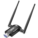 Wireless WiFi Adapter for Desktop PC - QGOO AC1300Mbps USB 3.0 Network Dongle with 5dBi High Gain Dual Antennas, 2.4GHz/5GHz Dual Band for Laptop
