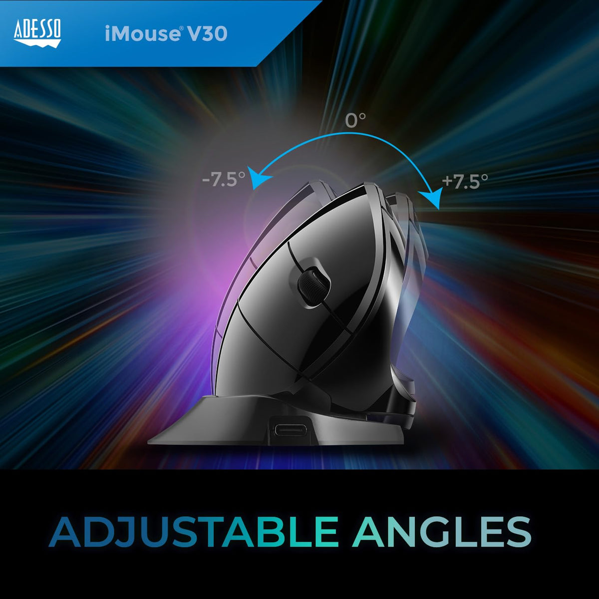 Adesso iMouse V30 Wireless Adjustable Advanced Vertical Ergonomic Mouse