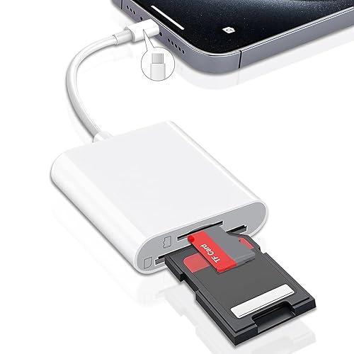 USB C SD Card Reader for iPhone 15/16/17/Mac/iPad,Dual Card Slot Memory Card Reader Supports SD and TF Card Trail Camera Viewer SD Card Adapter