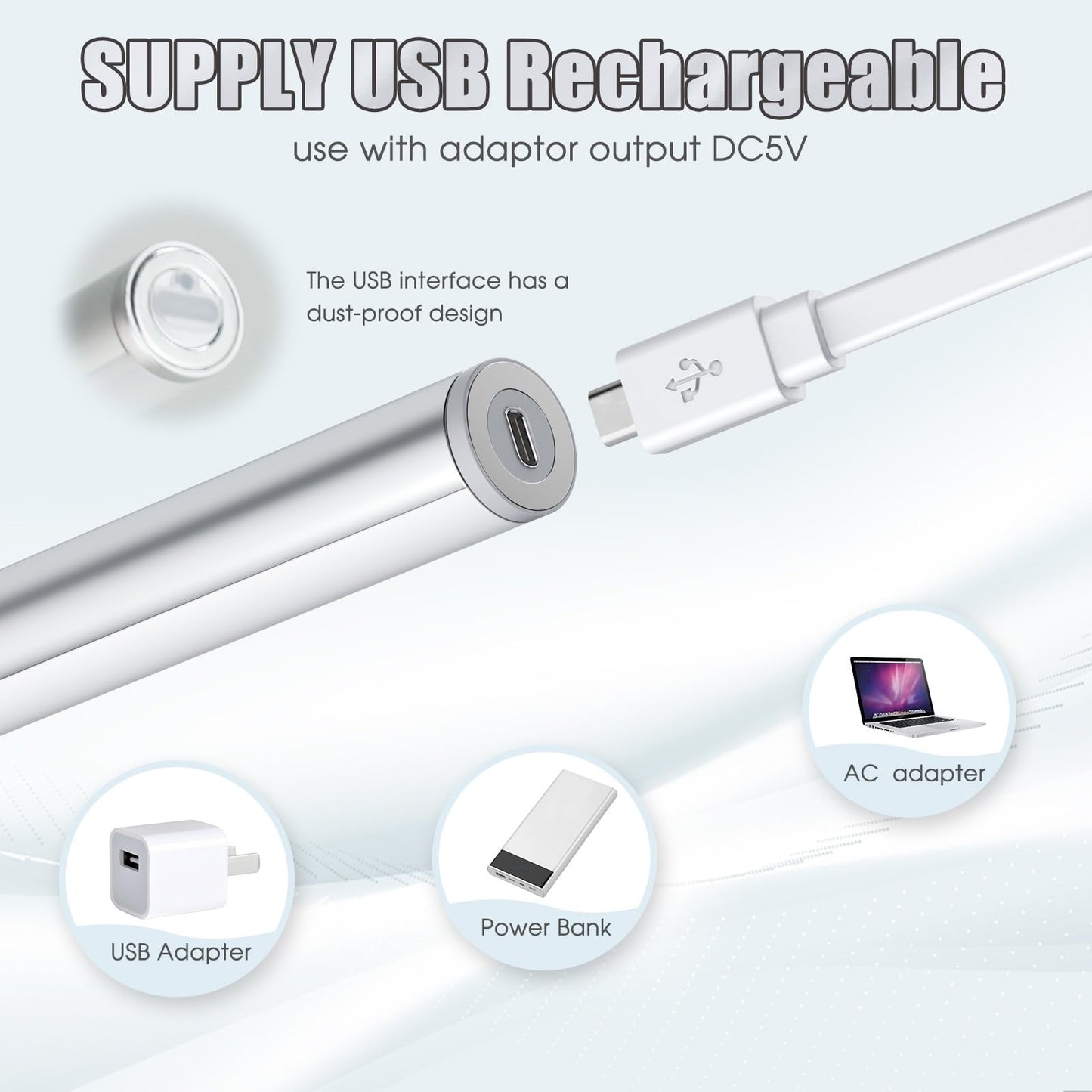 Benature LED Mirror Lights Portable Rechargeable Vanity Light 3 Brightness Touch Control Makeup Light for Bathroom Dressing Room 2 Packs