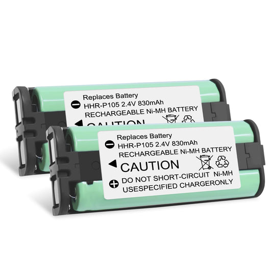 EOCIK 2 Pack HHR-P105 NI-MH Rechargeable Battery for Cordless Phone 2.4V 830mAh Replacement Batteries for Panasonic