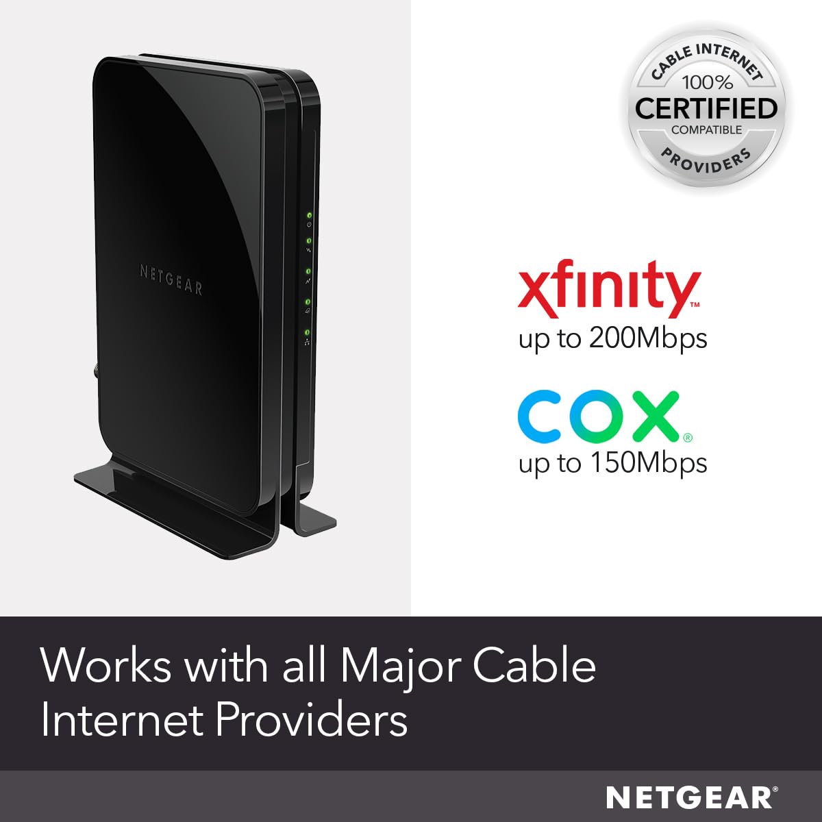 NETGEAR Cable Modem DOCSIS 3.0 (CM500) Compatible with Major Cable Providers Including Xfinity, Cox, for Plans Up to 400 Mbps