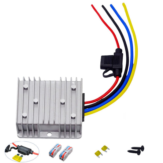 DC-DC 20A 240W Power Converters 48V 36V Step Down to 12V Converter Golf Cart Voltage Reducer Regulator Waterproof Transformer with Fuse