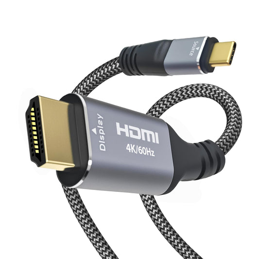 Cyberguys! USB C to HDMI Cable, 4K 60Hz Braided Type-C Cord with Gold-Plated Connectors, Thunderbolt Compatible, Works with MacBook, iPad Pro, Dell