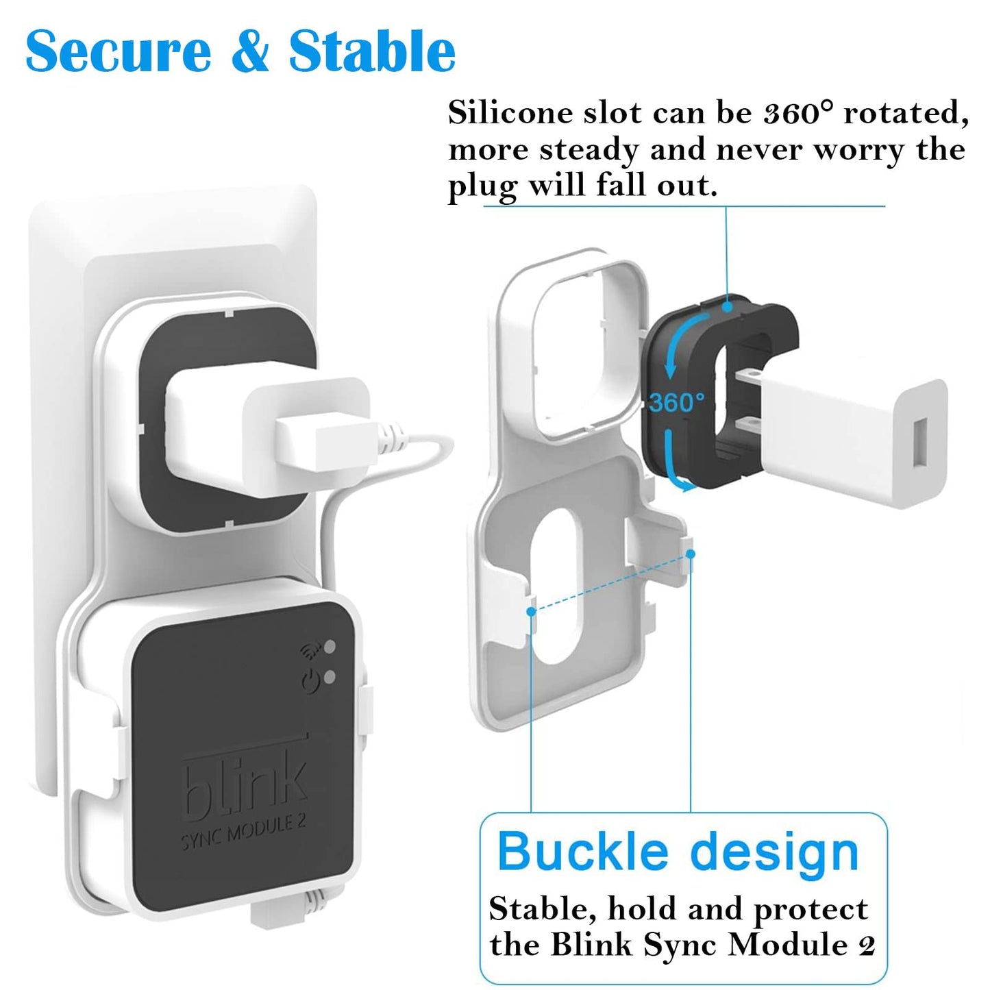 256GB Blink USB Flash Drive and Sync Module 2 Mount, Space Saving and Easy Move Mount Bracket Holder for Blink Outdoor Indoor Security System