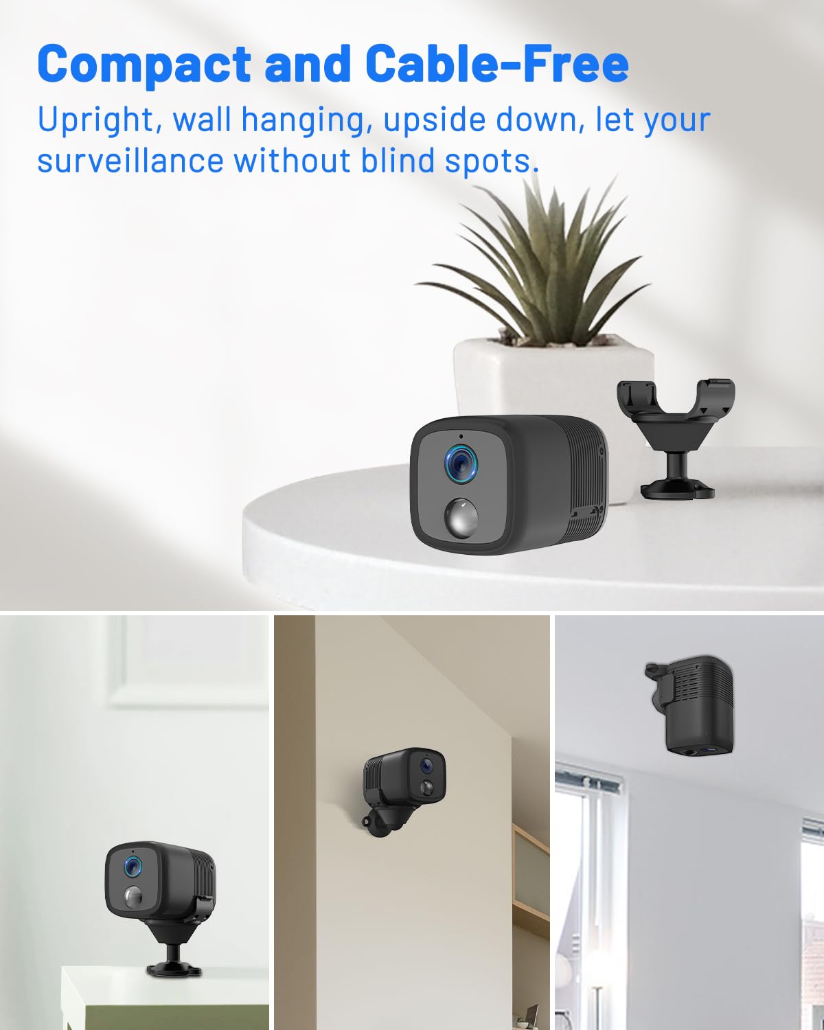 UCOCARE 2K Security Camera Indoor Wireless with 5200mAh Larger Battery, Mini Security Camera for Home Security, HD Portable Camera WiFi, 160° Wide