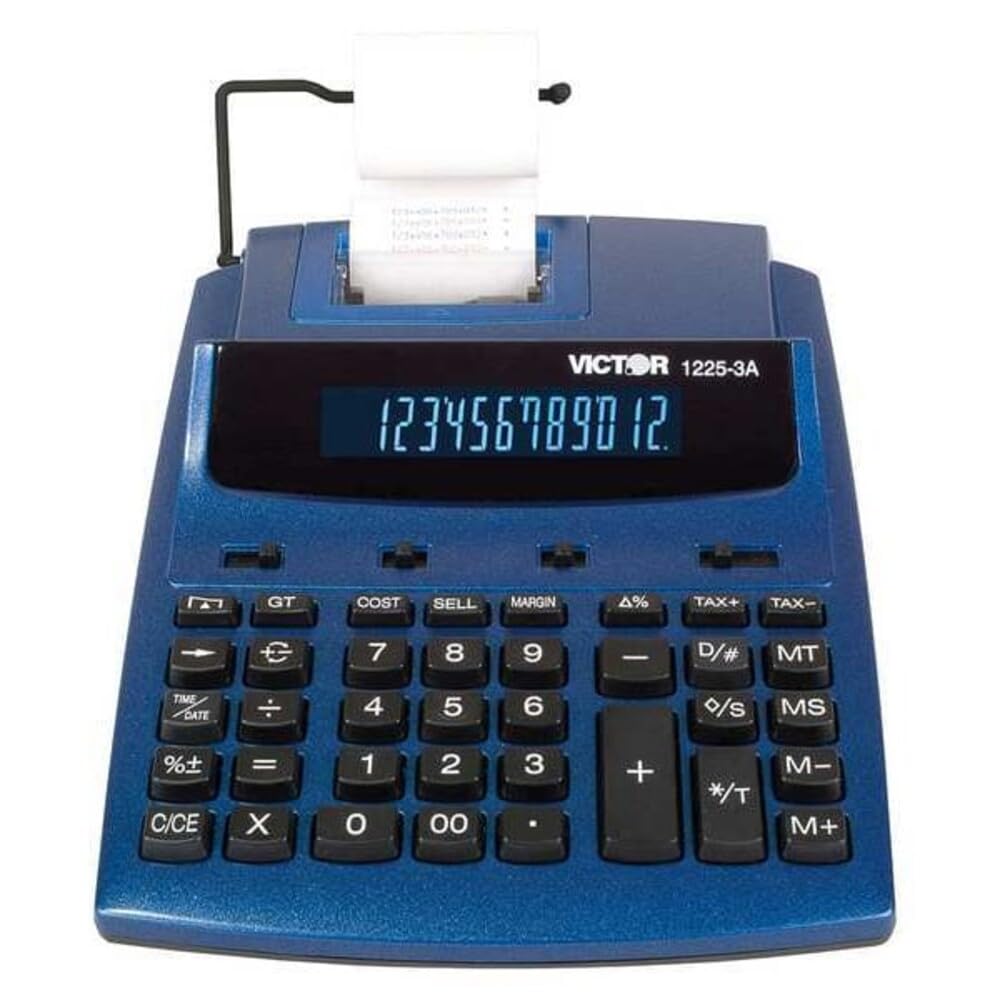 Victor 1225-3a Antimicrobial Two-Color Printing Calculator, Blue/red Print, 3 Lines/sec