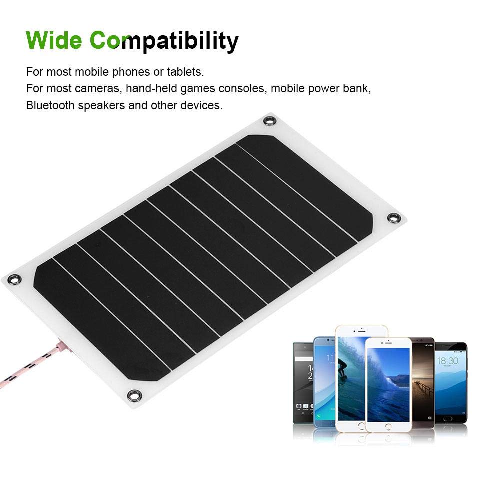 Solar Panel Portable, 10W IP64 Solar Panel Mobile Power Charger 5V USB Powerful Charging Compatible for Mobile Phones or Tablets Most Cameras Games