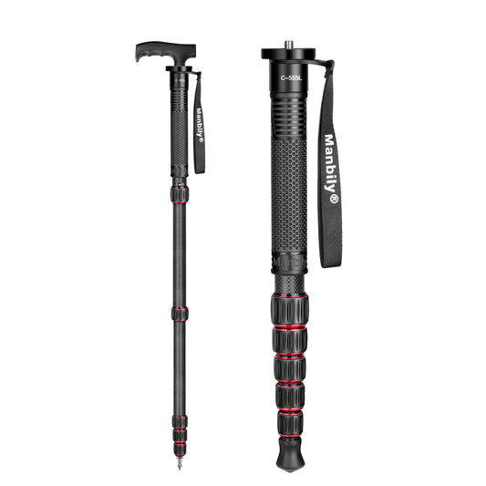 Manbily Carbon Fiber Camera Monopod, Portable Compact Lightweight Travel Monopod with Walking Stick Handle for DSLR Canon Nikon Sony Video Camcorder