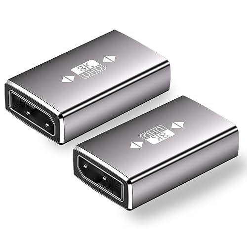 Cyberguys 2-Pack 1.4 DisplayPort Coupler, 8K@60Hz DP Female to Female Extension Adapter Connector Display Port Extender, HDR10, 32Gbps High-Speed