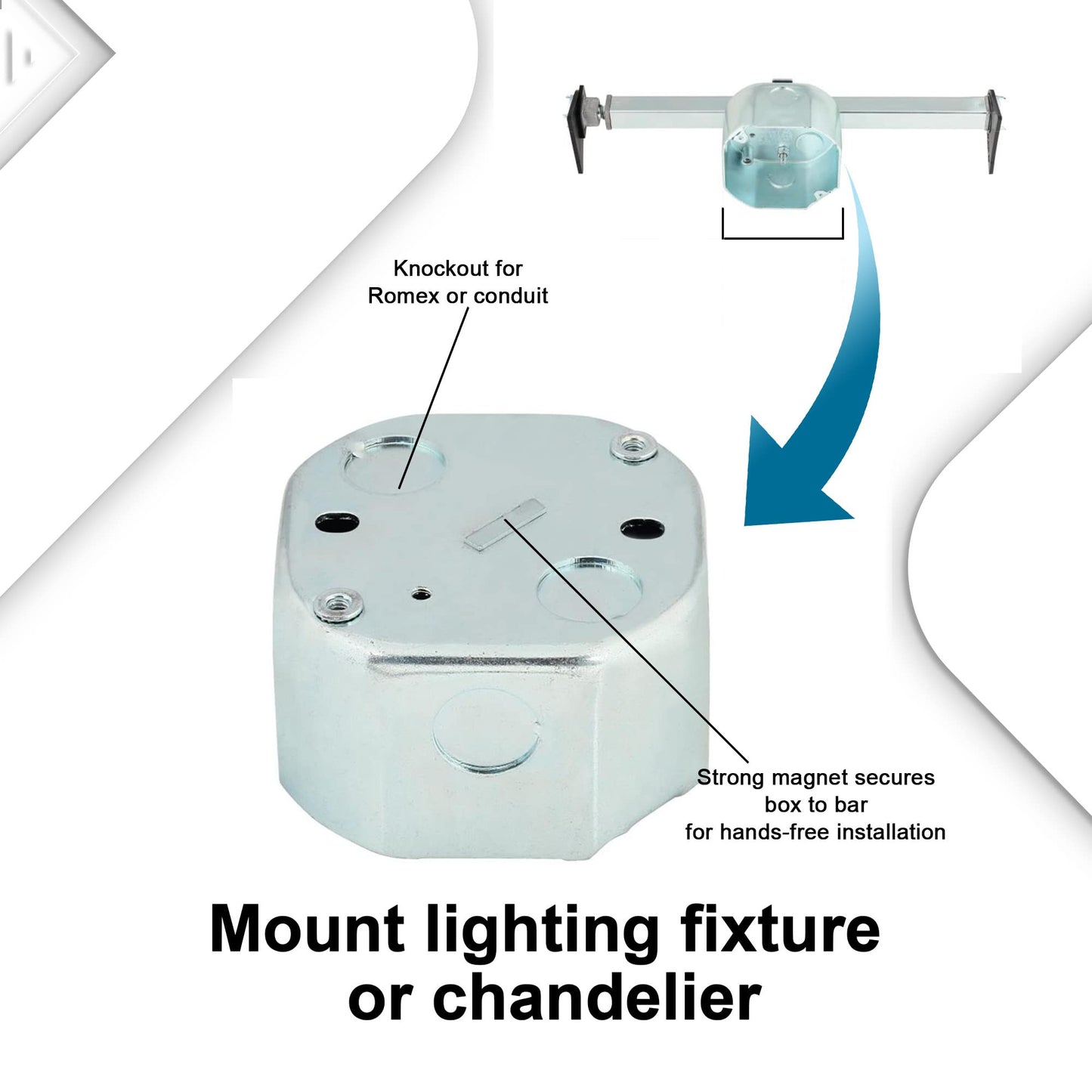 Ciata Ceiling Fan Mounting Bracket, Saf-T-Brace with Locking Teeth, 3 Teeth, Larger Box for High Wire Capacity, Twist and Lock with 2-1/8 Inch Ceiling