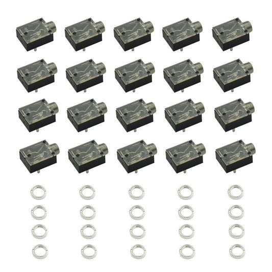 Hxchen 20Pcs 3.5mm (1/8inch) Plastic PCB Mount 5-Pin Mono and Stereo Socket Audio Connector PCB Panel Mount PJ-324M