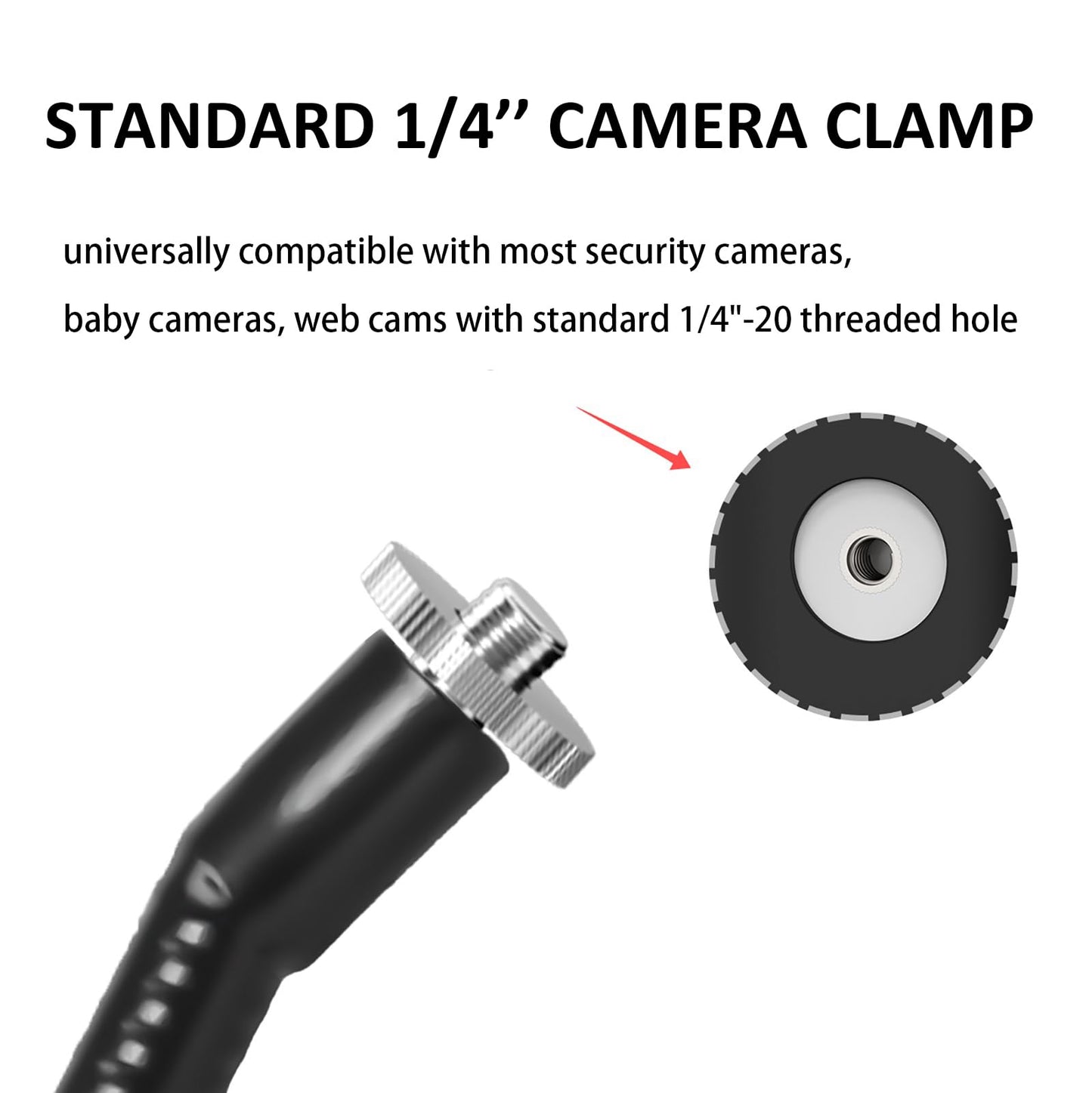 OkeMeeo Clamp Mount for Arlo Pro 5S/Pro 4/Pro 3/Pro 2/Essential/eufy/AOSU/Reolink Camera and More 1/4'' Screw Camera (Black, 1 Pack)