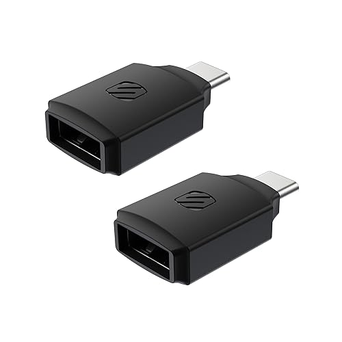 Scosche CAA2PK-SP Strikeline USB Type-A to USB Type-C Adapter 2-Pack - Black