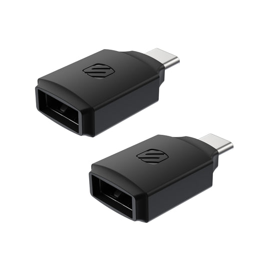 Scosche CAA2PK-SP Strikeline USB Type-A to USB Type-C Adapter 2-Pack - Black