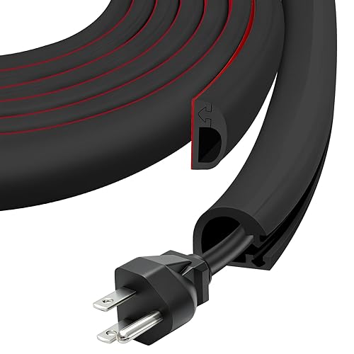 Wall Cord Hider, Flexible Self-Adhesive Wire Cover, Side-Open Cable Raceway for Cords on Wall, Cord Concealer for Mounted TV, Home Theater & Office