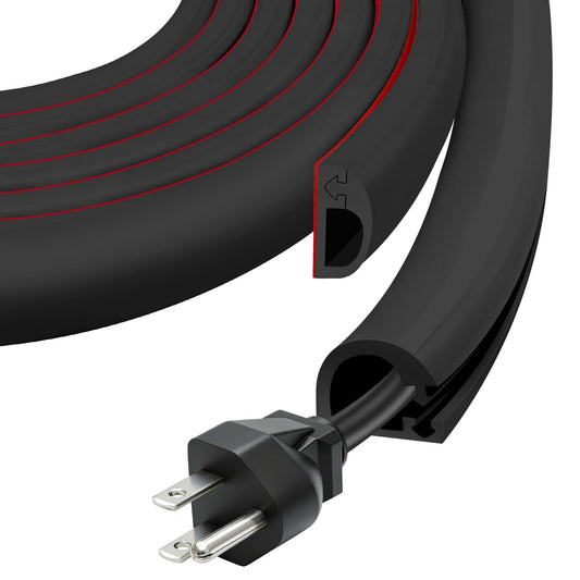 Wall Cord Hider, Flexible Self-Adhesive Wire Cover, Side-Open Cable Raceway for Cords on Wall, Cord Concealer for Mounted TV, Home Theater & Office