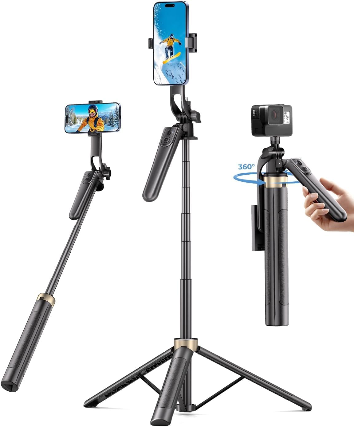 72" Phone Tripod, Tripod for iPhone with Wireless Remote Control, Portable Selfie Stick for iPhone, Live Streaming, Video Recording, Compatible