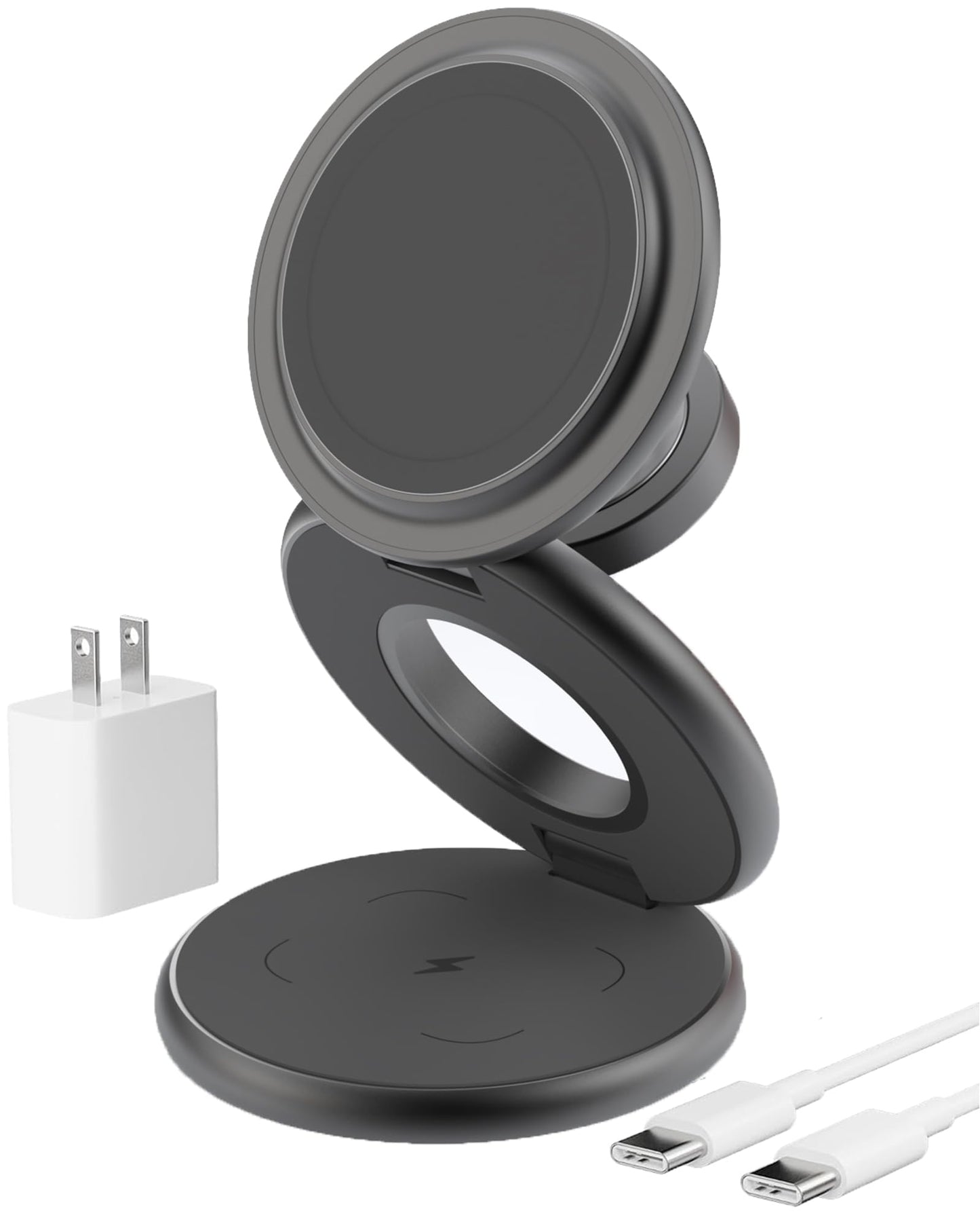 KU XIU X63 3 in 1 Charging Station for Apple, Aluminum Alloy Foldable Magnetic Wireless Charger, Travel Charger for iPhone 17/16/15/14/13/12 Series