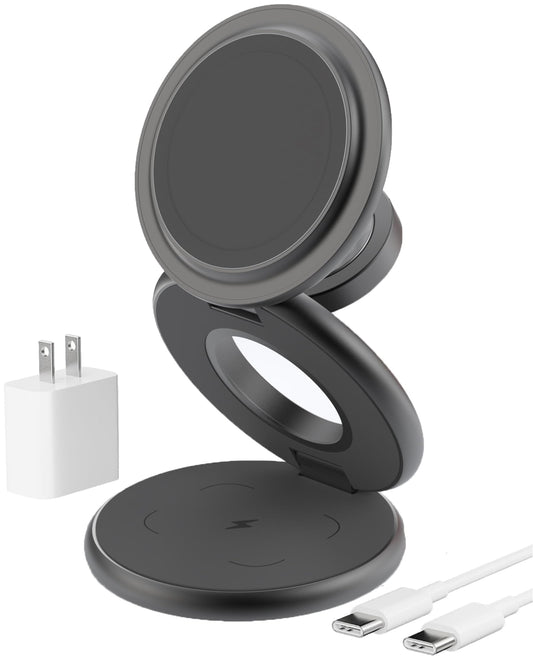 KU XIU X63 3 in 1 Charging Station for Apple, Aluminum Alloy Foldable Magnetic Wireless Charger, Travel Charger for iPhone 17/16/15/14/13/12 Series