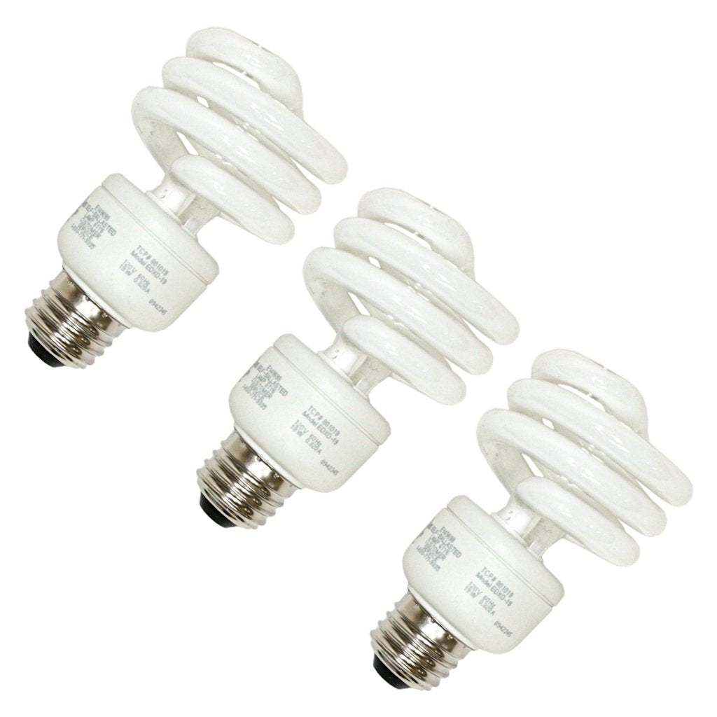 TCP 8010193 - 19 Watt Compact Fluorescent Spiral Light Bulb, 2700K, 3 Pack