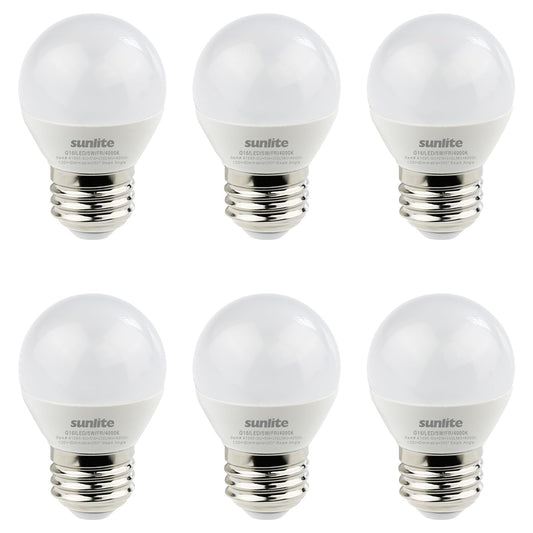 Sunlite G16 LED Dimmable Decorative Globe Vanity Light Bulbs, Frosted, 5W (40W Equiv.), 350 Lumens, Medium E26 Base, Mirror Lights for Bedroom