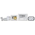 DATA COMM Electronics 45-0028-WH Recessed Low Voltage Plate Pass Through, Pro-Power Kit with Duplex Surge Suppressor & Straight Blade Inlet, Mount TV