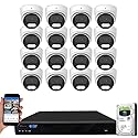 GW Security 16 Channel 12MP NVR 4K Security Camera System with 16 x 8MP PoE Spotlight Color Night Vision Outdoor/Indoor Microphone Dome Cameras, Smart