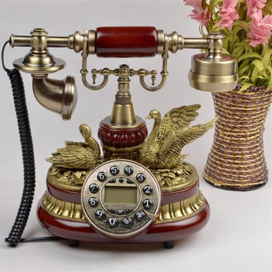 Retro Vintage Landline Telephone, Rotary Dial Plate Antique Telephone, Corded European Landline Phone Ringtone Adjustable with Incoming Call Display