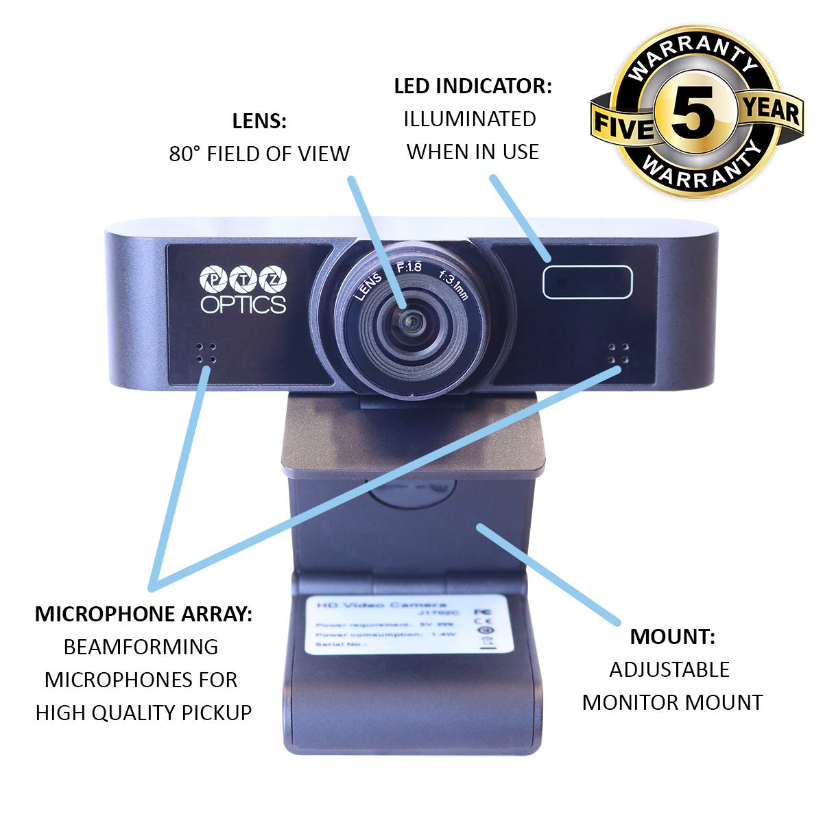 PTZOptics Webcam Conferencing Webcam (Black)
