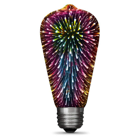 Feit Electric Infinity 3D Fireworks LED Light Bulb, ST19 LED Bulb, ST19/PRISM/LED,1 Count (Pack of 1), Multicolor