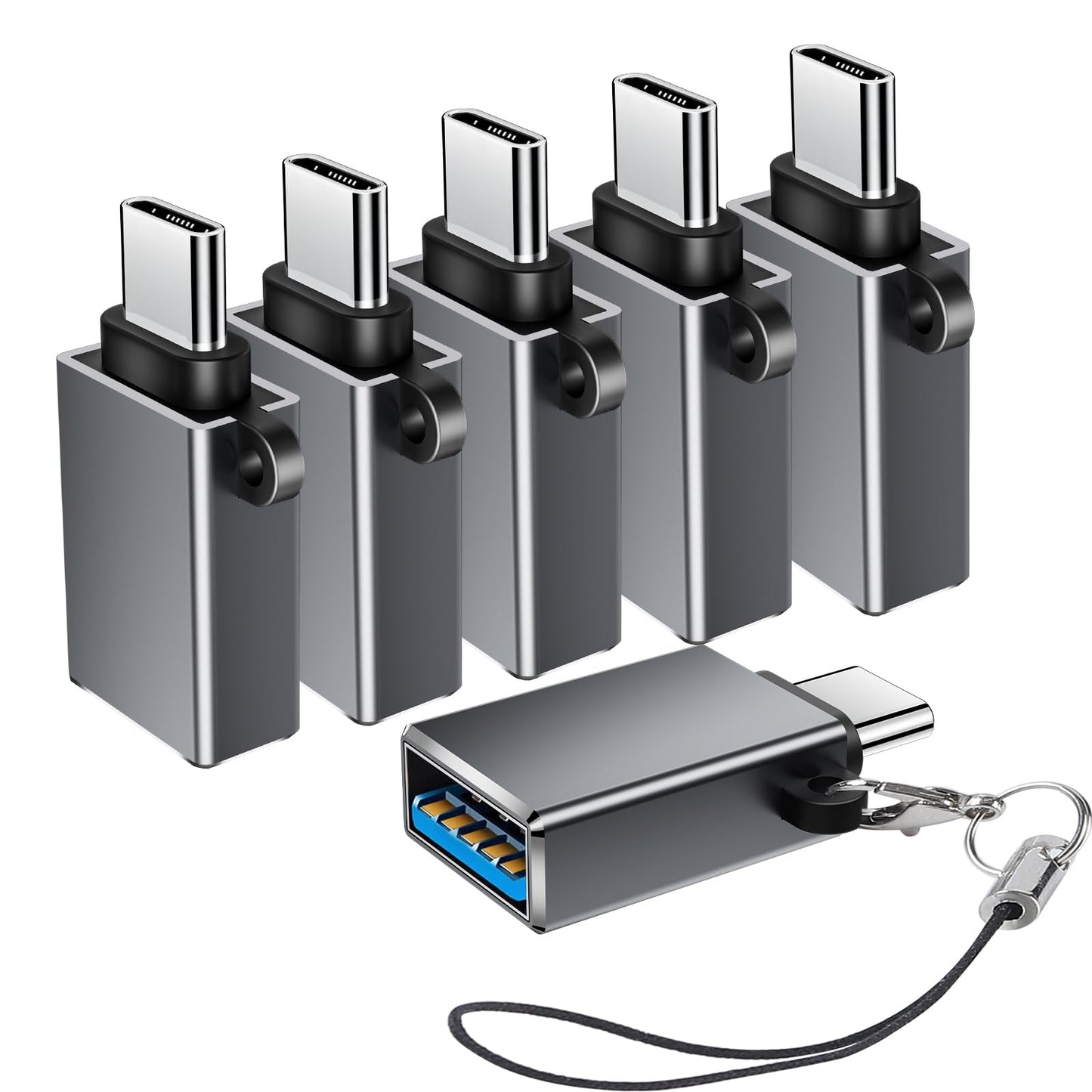 BaseNew USB C to USB Adapter 6 Pack,Type C to USB Adapter,USBC Male USBA Female OTG Adaptor,USBC Adapters for iPhone 17 16 15,MacBook Pro Air,iPad…