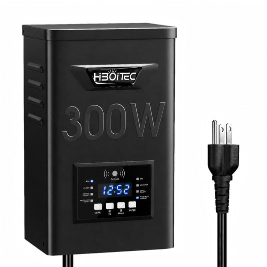 HIBOITEC 300W Low Voltage Landscape Transformer 120V AC to 12/15V AC, Instant Memory After Outage, IP65 Weatherproof Outdoor Lighting Transformer