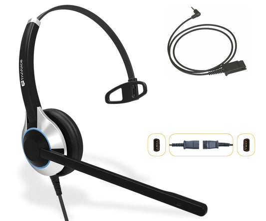 TruVoice HD-500 Premium Single Ear Headset with Noise Canceling Microphone and 2.5mm Cable for Cisco SPA303, SPA502g, SPA504g, SPA508g, SPA509g