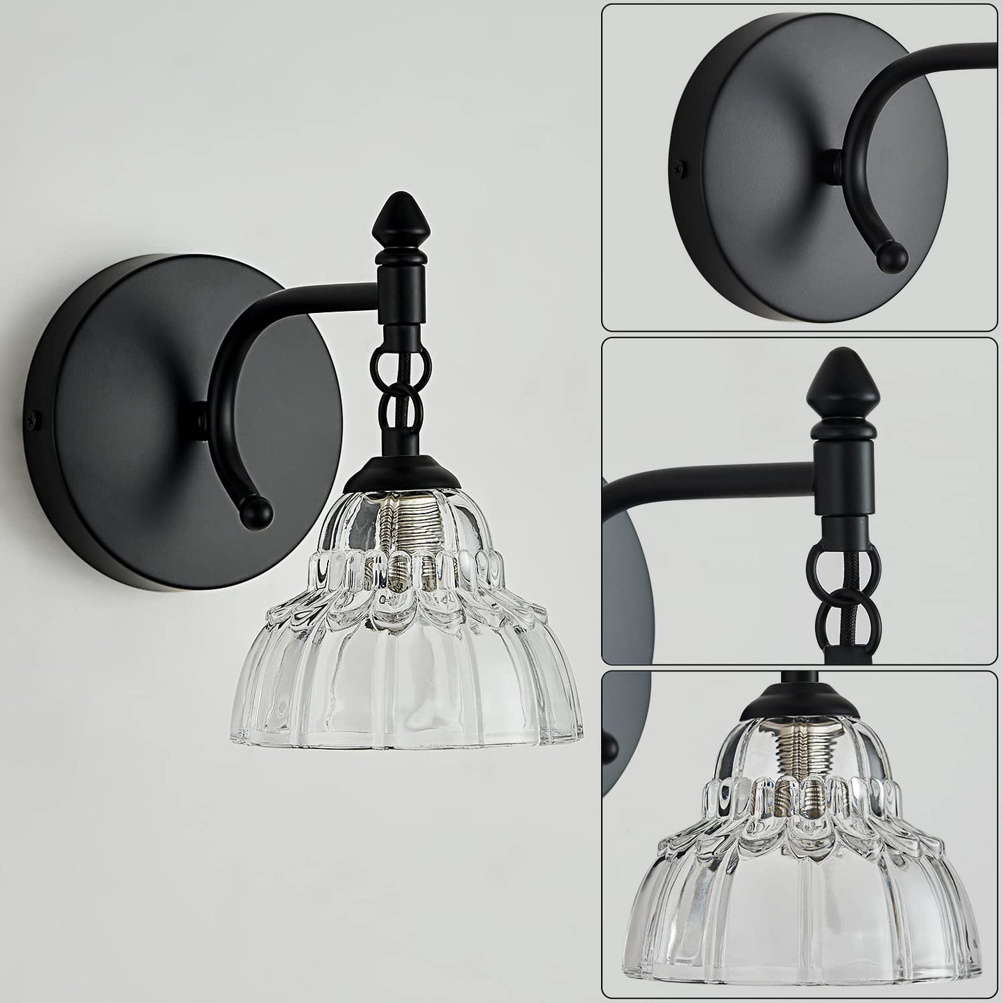 OFFDARKS Modern Bathroom Vanity Lights - Matte Black Wall Sconces with Over-Mirror Light Fixture for Bathroom, Powder Room