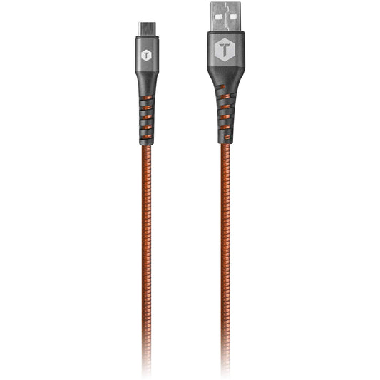 Tough Tested TTAMC2C2A 2-Foot Armor-Flex Type C to A Cable Super Durable Power Cord for Phone Tablet-Orange