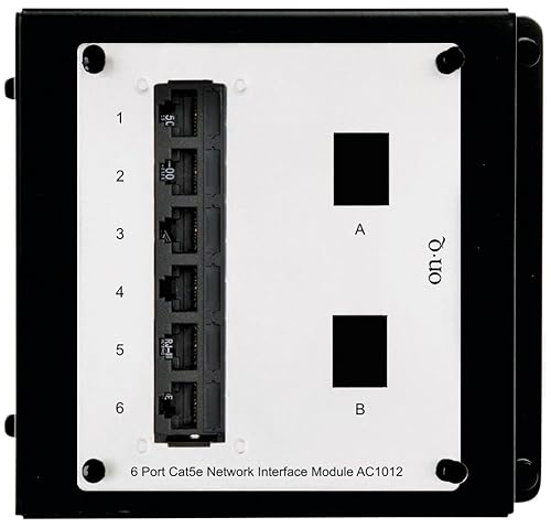 Legrand - OnQ 6 Port Network Switch, Cat5e Network Interface Module, High-Density Mini Patch Panel with RJ45 Ports, 1 Count, AC1012