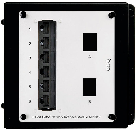 Legrand - OnQ 6 Port Network Switch, Cat5e Network Interface Module, High-Density Mini Patch Panel with RJ45 Ports, 1 Count, AC1012