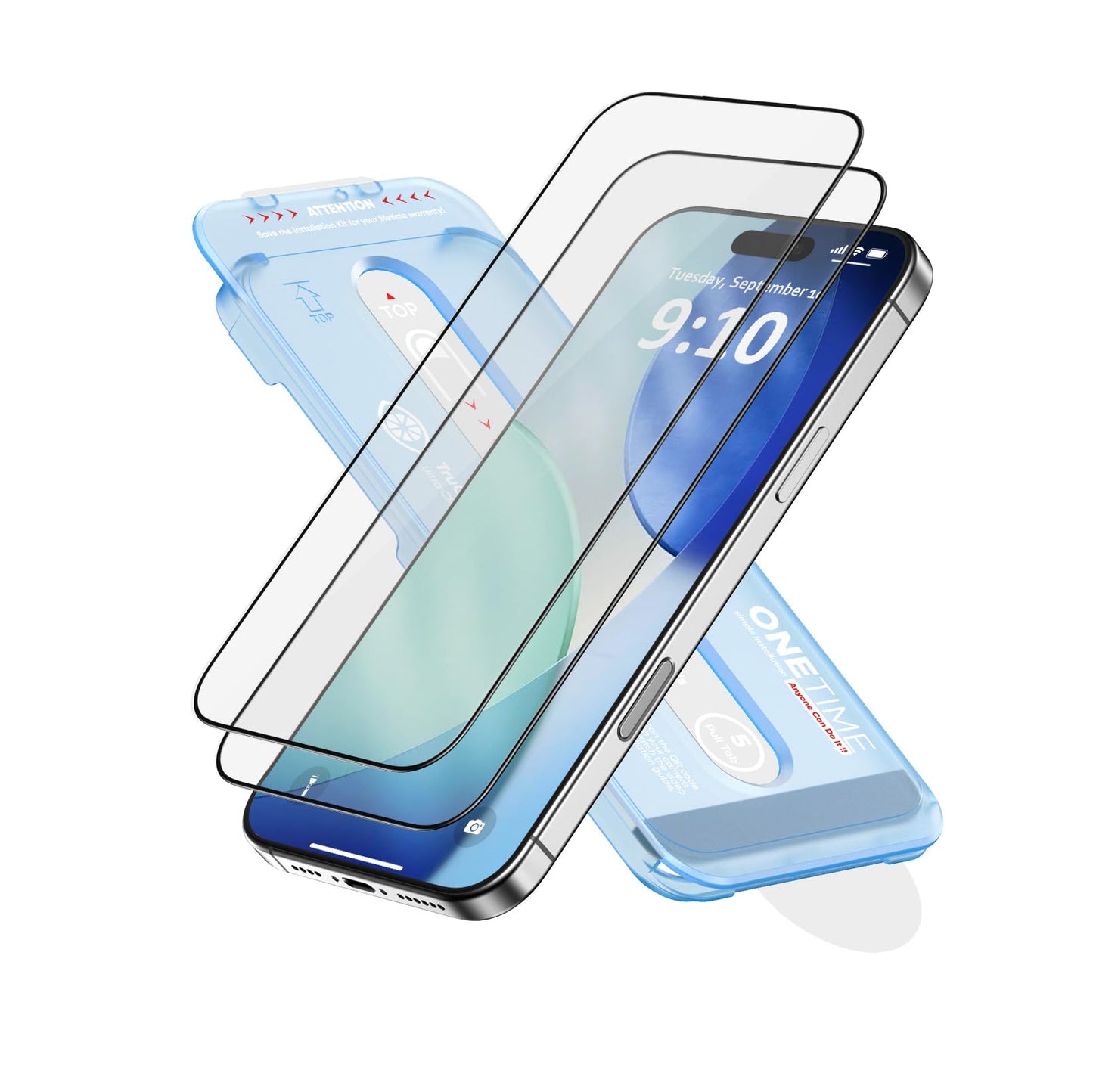 FLOLAB NanoArmour ONETIME 2 Pack for iPhone 17 Pro Screen Protector, Tempered Glass, Ultra Clear, InfinityEdge-to-Edge, Easy Install, Dust-Free